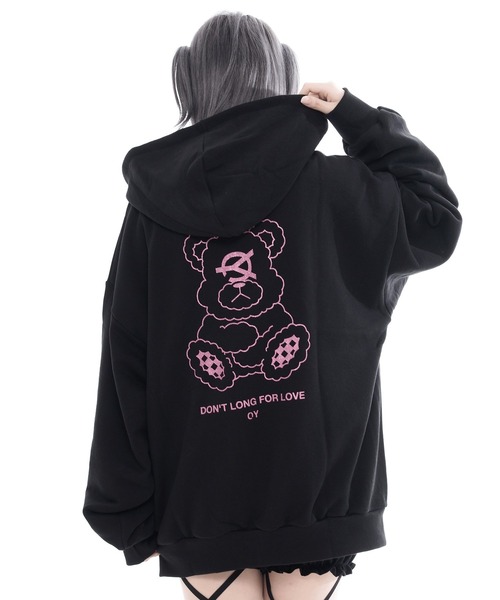 OY（オーワイ）の「『OY/オーワイ』GLITTER ODOLLY HOODIE ZIP UP/グリッターオードリージップアップパーカー（パーカー・レディース・ブラック×パープル/ブラック×ピンク・FREE）」の3枚目の写真