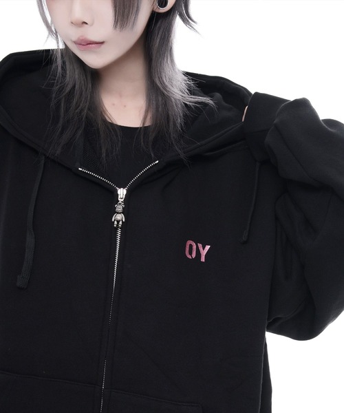 OY（オーワイ）の「『OY/オーワイ』GLITTER ODOLLY HOODIE ZIP UP/グリッターオードリージップアップパーカー（パーカー・レディース・ブラック×パープル/ブラック×ピンク・FREE）」の6枚目の写真