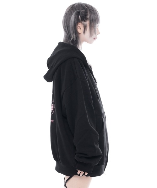 OY（オーワイ）の「『OY/オーワイ』GLITTER ODOLLY HOODIE ZIP UP/グリッターオードリージップアップパーカー（パーカー・レディース・ブラック×パープル/ブラック×ピンク・FREE）」の7枚目の写真
