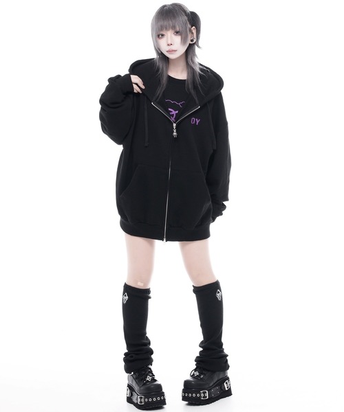 OY（オーワイ）の「『OY/オーワイ』GLITTER ODOLLY HOODIE ZIP UP/グリッターオードリージップアップパーカー（パーカー・レディース・ブラック×パープル/ブラック×ピンク・FREE）」の8枚目の写真