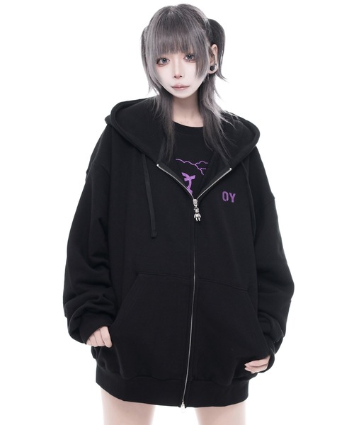 OY（オーワイ）の「『OY/オーワイ』GLITTER ODOLLY HOODIE ZIP UP/グリッターオードリージップアップパーカー（パーカー・レディース・ブラック×パープル/ブラック×ピンク・FREE）」の10枚目の写真