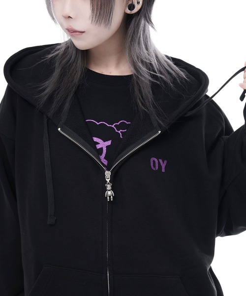 OY（オーワイ）の「『OY/オーワイ』GLITTER ODOLLY HOODIE ZIP UP/グリッターオードリージップアップパーカー（パーカー・レディース・ブラック×パープル/ブラック×ピンク・FREE）」の12枚目の写真