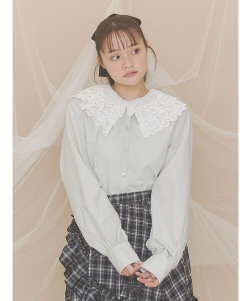 merry jenny(メリージェニー)の「ミルフィーユレースブラウス(シャツ/ブラウス・レディース・ベージュ/オフホワイト/ミント・FREE)」の3枚目の写真