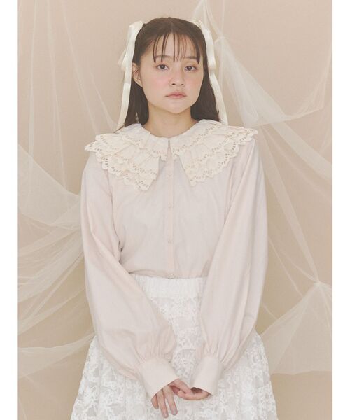 merry jenny(メリージェニー)の「ミルフィーユレースブラウス(シャツ/ブラウス・レディース・ベージュ/オフホワイト/ミント・FREE)」の10枚目の写真