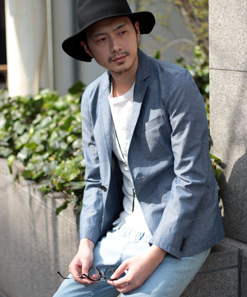 glory crew（グローリークルー）の「コットンリネンシングルジャケット（テーラードジャケット・メンズ・ベージュ/ネイビー/ブルー系その他・LARGE/MEDIUM/SMALL/LL）」の3枚目の写真