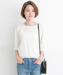 URBAN RESEARCH | UR コットンレーヨンシルケット五分袖Tシャツ(Tシャツ/カットソー)