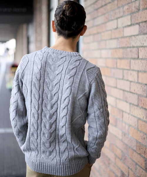 Denime（ドゥニーム）の「ケーブルクルーニット（ニット/セーター・メンズ・ホワイト/カーキ/ネイビー/グレー・MEDIUM/X-LARGE/LARGE/SMALL）」の15枚目の写真