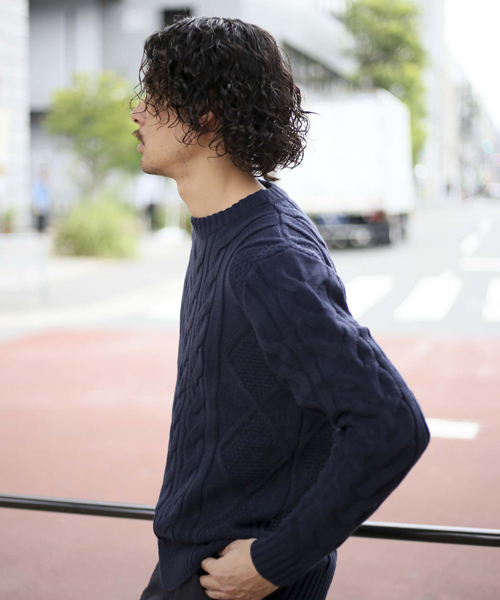Denime（ドゥニーム）の「ケーブルクルーニット（ニット/セーター・メンズ・ホワイト/カーキ/ネイビー/グレー・MEDIUM/X-LARGE/LARGE/SMALL）」の13枚目の写真