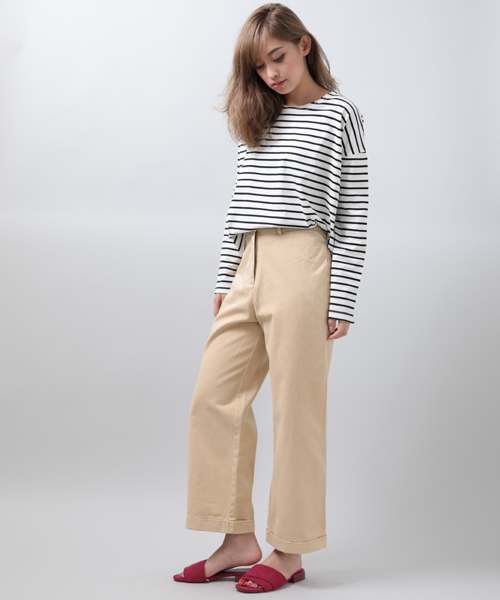 Denime（ドゥニーム）の「ドロップショルダーボーダーロングTEE（Tシャツ/カットソー・レディース・ホワイト/グレー/サックスブルー・FREE）」の11枚目の写真