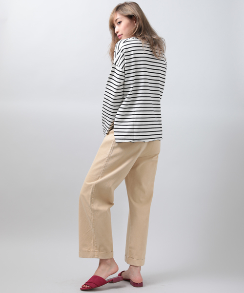 Denime（ドゥニーム）の「ドロップショルダーボーダーロングTEE（Tシャツ/カットソー・レディース・ホワイト/グレー/サックスブルー・FREE）」の10枚目の写真