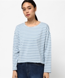 Denime | ドロップショルダーボーダーロングTEE(Tシャツ/カットソー)