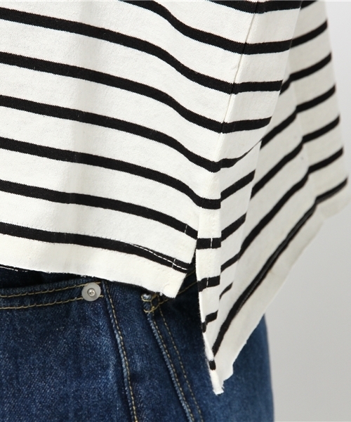 Denime（ドゥニーム）の「ドロップショルダーボーダーロングTEE（Tシャツ/カットソー・レディース・ホワイト/グレー/サックスブルー・FREE）」の12枚目の写真