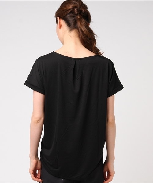 Honeys（ハニーズ）の「裾タックプルオーバー（Tシャツ/カットソー・レディース・ブラック/ホワイト×ネイビー/オフホワイト/ネイビー/ピンク/グリーン・L/M/LL）」の9枚目の写真