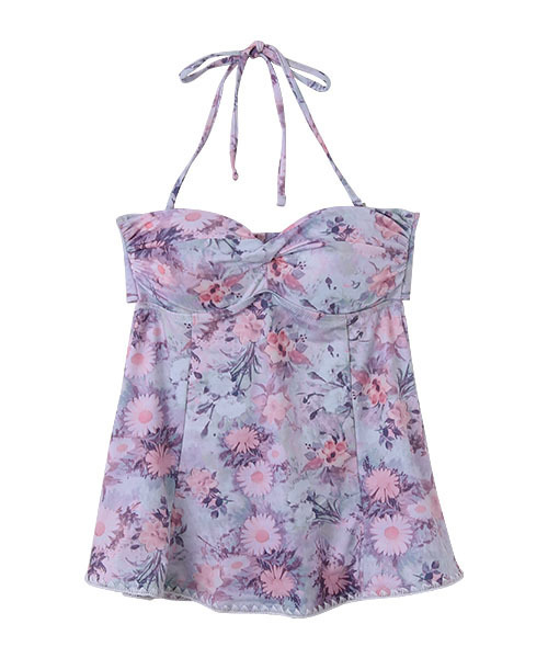 SUNBABIES(サンベイビーズ)の「フロントツイストタンキニ(水着・レディース・ブラック/ピンク系その他・S/M/L)」の12枚目の写真