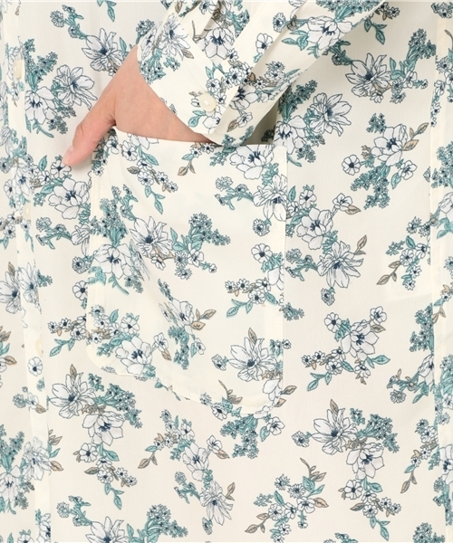 LBC（エルビーシー）の「花柄プリントシャツワンピース             （シャツワンピース・レディース・ネイビー/ホワイト/ブラック・MEDIUM/LARGE）」の9枚目の写真