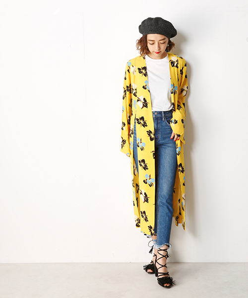 SLY（スライ）の「LIQUIDLY ORCHID GOWN（シャツ/ブラウス・レディース・ブラック/イエロー/ホワイト・FREE）」の3枚目の写真