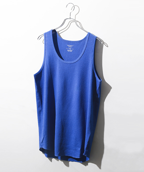 WEGO（ウィゴー）の「WEGO/カラーロングワッフルタンクトップ（タンクトップ・メンズ・オレンジ系その他/ターコイズブルー/ホワイト/イエロー系その他/オレンジ/ロイヤルブルー/ライトイエロー/ブラック/杢グレー/ホワイト系その他5・SMALL/LARGE/MEDIUM）」の7枚目の写真