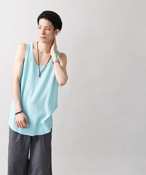 WEGO（ウィゴー）の「WEGO/カラーロングワッフルタンクトップ（タンクトップ・メンズ・オレンジ系その他/ターコイズブルー/ホワイト/イエロー系その他/オレンジ/ロイヤルブルー/ライトイエロー/ブラック/杢グレー/ホワイト系その他5・SMALL/LARGE/MEDIUM）」の19枚目の写真