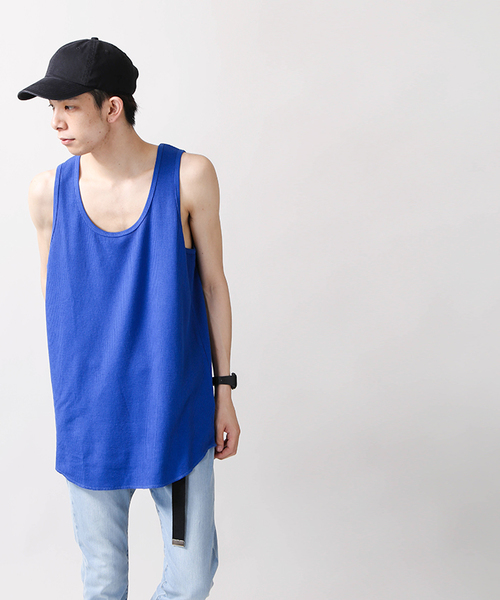 WEGO（ウィゴー）の「WEGO/カラーロングワッフルタンクトップ（タンクトップ・メンズ・オレンジ系その他/ターコイズブルー/ホワイト/イエロー系その他/オレンジ/ロイヤルブルー/ライトイエロー/ブラック/杢グレー/ホワイト系その他5・SMALL/LARGE/MEDIUM）」の22枚目の写真