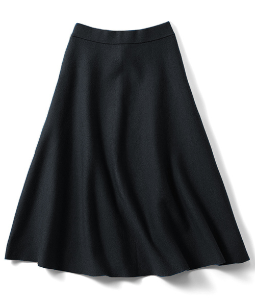 IEDIT（イディット）の「ＩＥＤＩＴ　ダブルジャカードでリュクスな張りを出した　シルエット自慢のニットフレアースカート（スカート・レディース・グレー/レッド/ブルー/ブラック/ブルーグリーン/ピンク/アイボリー/コバルトブルー・SMALL/MEDIUM/LARGE/X-LARGE/XX-LARGE）」の3枚目の写真