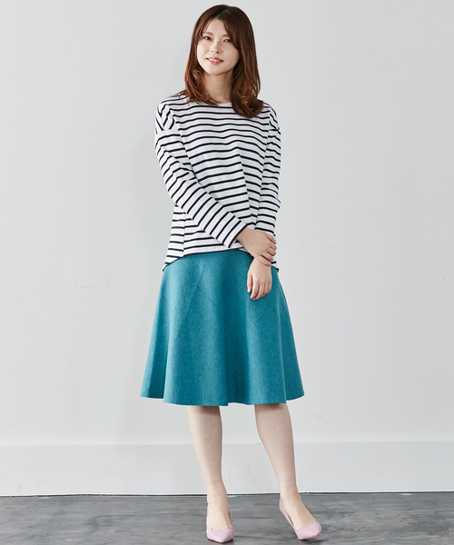 IEDIT（イディット）の「ＩＥＤＩＴ　ダブルジャカードでリュクスな張りを出した　シルエット自慢のニットフレアースカート（スカート・レディース・グレー/レッド/ブルー/ブラック/ブルーグリーン/ピンク/アイボリー/コバルトブルー・SMALL/MEDIUM/LARGE/X-LARGE/XX-LARGE）」の12枚目の写真