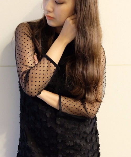 kaene（カエン）の「立体フラワーレースワンピース（ドレス・レディース・ブラック/ホワイト・36/38）」の7枚目の写真