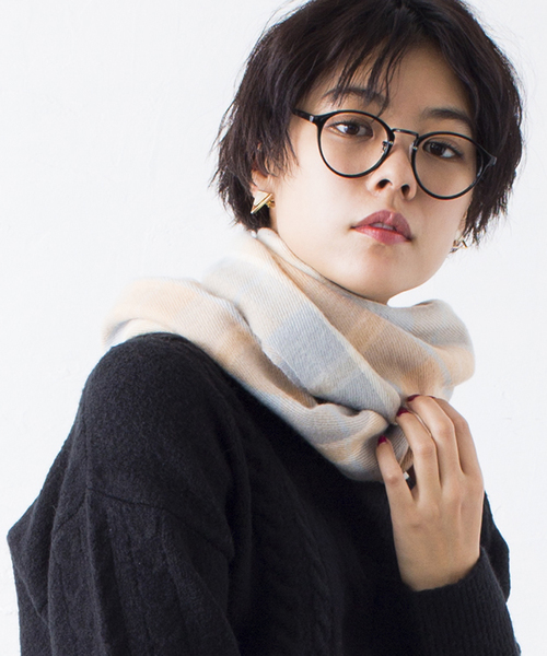 WEGO（ウィゴー）の「WEGO/カシミヤタッチチェックストール（ストール/ショール・レディース・オフホワイト/ネイビー/ピンク/ブラック/レッド/オレンジ/グレー/グリーン/ライトピンク/ワイン・FREE）」の10枚目の写真