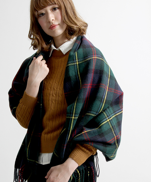 WEGO（ウィゴー）の「WEGO/カシミヤタッチチェックストール（ストール/ショール・レディース・オフホワイト/ネイビー/ピンク/ブラック/レッド/オレンジ/グレー/グリーン/ライトピンク/ワイン・FREE）」の22枚目の写真