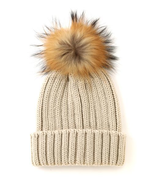 FREE'S MART（フリーズマート）の「ジャンボポンポンニットワッチ（ニットキャップ/ビーニー・レディース・ブラック/ベージュ/ボルドー・ﾌﾘ-）」の2枚目の写真