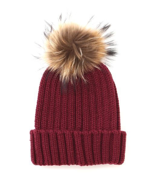 FREE'S MART（フリーズマート）の「ジャンボポンポンニットワッチ（ニットキャップ/ビーニー・レディース・ブラック/ベージュ/ボルドー・ﾌﾘ-）」の3枚目の写真