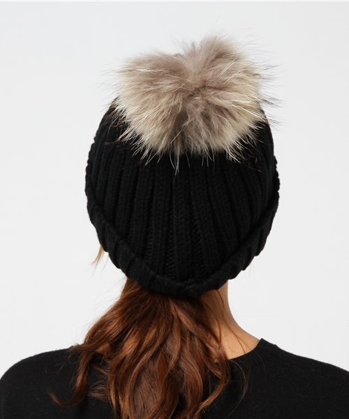 FREE'S MART（フリーズマート）の「ジャンボポンポンニットワッチ（ニットキャップ/ビーニー・レディース・ブラック/ベージュ/ボルドー・ﾌﾘ-）」の5枚目の写真