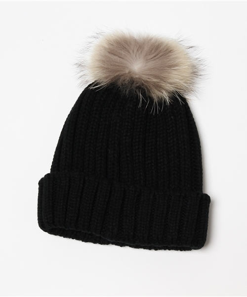 FREE'S MART（フリーズマート）の「ジャンボポンポンニットワッチ（ニットキャップ/ビーニー・レディース・ブラック/ベージュ/ボルドー・ﾌﾘ-）」の6枚目の写真