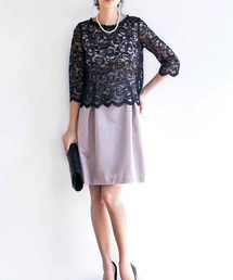 DRESS LAB | 【結婚式/オケージョンドレス】2WAYセットアップドレス レーストップス＆ワンピース2点セット(ドレス)