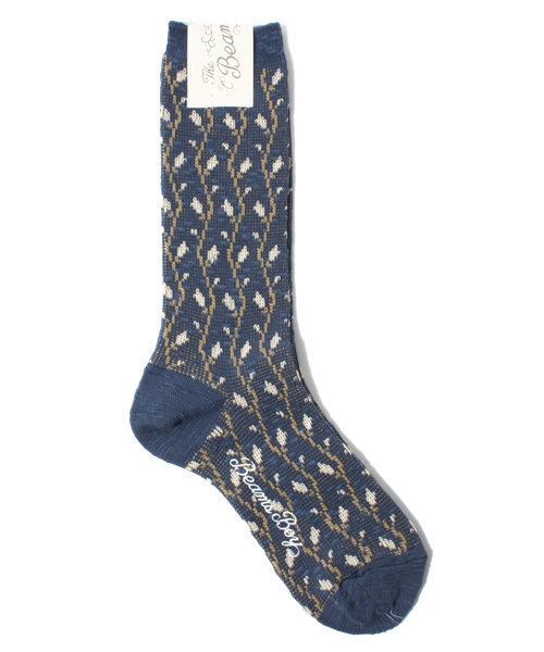 BEAMS BOY(ビームスボーイ)の「△BEAMS BOY / フラワー ジャカードクルー(ソックス/靴下・レディース・オフホワイト/ブラウン/ネイビー・ONE SIZE)」の3枚目の写真