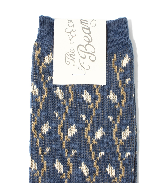 BEAMS BOY(ビームスボーイ)の「△BEAMS BOY / フラワー ジャカードクルー(ソックス/靴下・レディース・オフホワイト/ブラウン/ネイビー・ONE SIZE)」の4枚目の写真