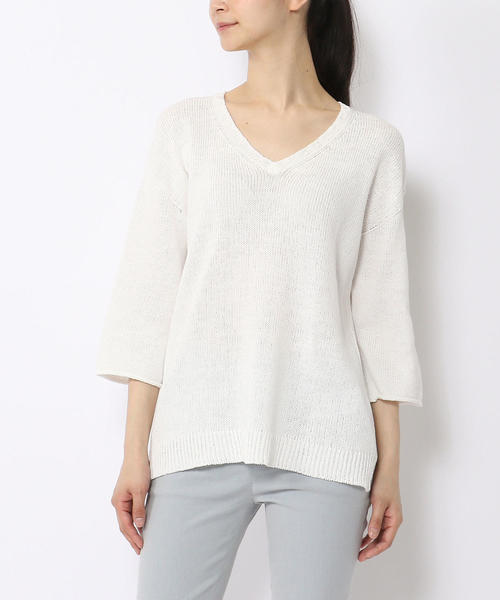 【美品】ギャルリーヴィー GALERIE VIE コットン Vネックプルオーバー GALERIE VIE（ギャルリー ヴィー）の「コットン Vネックプルオーバー