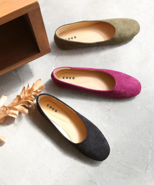 coen（コーエン）の「【2018FW新作】スクエアフラットシューズ（パンプス・レディース・パープル/ブラック/オリーブ・S/M/L）」の2枚目の写真