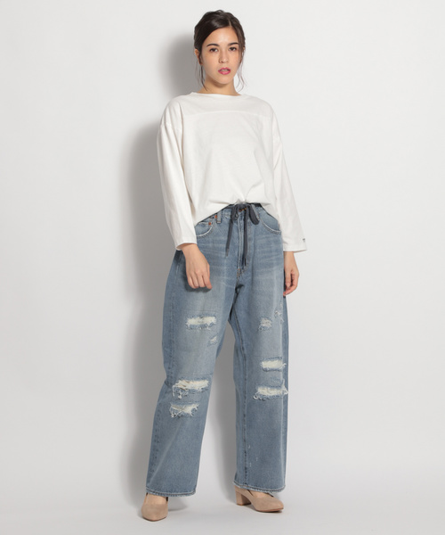 niko and...(ニコアンド)の「13オンスオーバーサイズパンツ(デニムパンツ・レディース・ライトブルー/ブルー・MEDIUM/LARGE)」の3枚目の写真