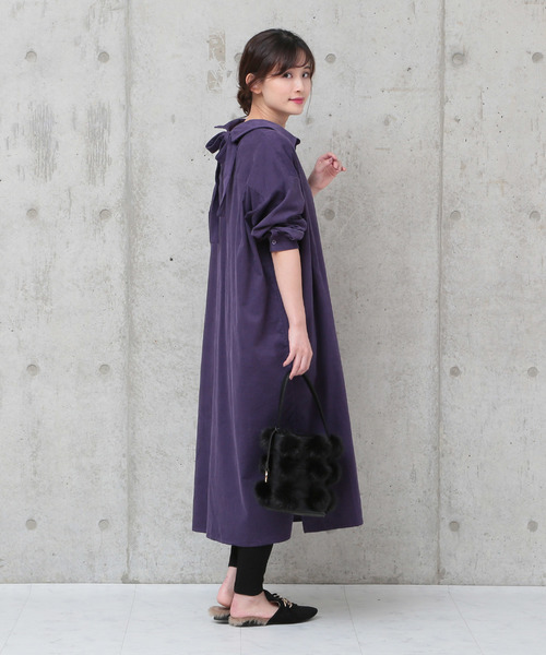 AULI(アウリィ)の「AULI シャツコールワンピース(ワンピース)」|パープル