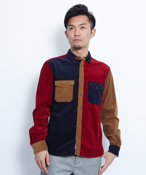 SILAS(サイラス)の「MULTI CORD SHIRT(シャツ/ブラウス・メンズ・バーガンディー/ブルー・1/2/3)」の1枚目の写真