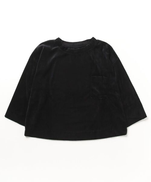 STYLEBLOCK（スタイルブロック）の「ベロア五分袖カットソー（Tシャツ/カットソー・レディース・ブラック/ブラウン/バーガンディー/アッシュグレー・M）」の2枚目の写真