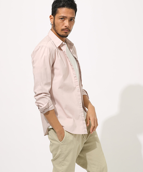 AZUL by moussy（アズールバイマウジー）の「COTTON DUNP BASIC SHIRT/コットンダンプベーシックシャツ（シャツ/ブラウス・メンズ・ホワイト/ベージュ/ネイビー/ピンク/ブラック系その他・SMALL/MEDIUM/LARGE/X-LARGE）」の5枚目の写真