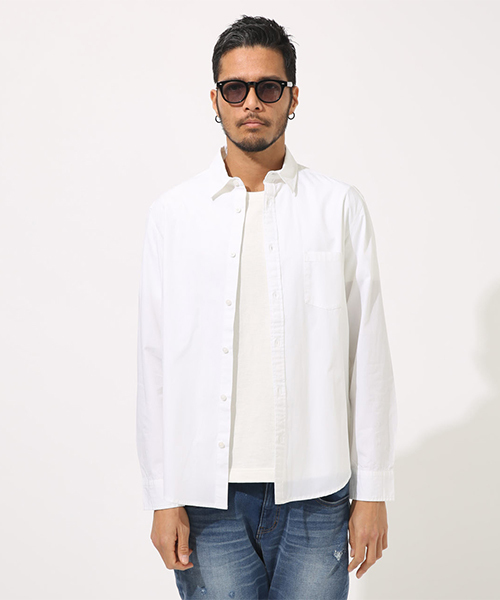 AZUL by moussy（アズールバイマウジー）の「COTTON DUNP BASIC SHIRT/コットンダンプベーシックシャツ（シャツ/ブラウス・メンズ・ホワイト/ベージュ/ネイビー/ピンク/ブラック系その他・SMALL/MEDIUM/LARGE/X-LARGE）」の16枚目の写真