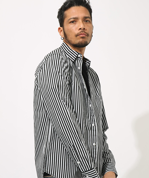 AZUL by moussy（アズールバイマウジー）の「COTTON DUNP BASIC SHIRT/コットンダンプベーシックシャツ（シャツ/ブラウス・メンズ・ホワイト/ベージュ/ネイビー/ピンク/ブラック系その他・SMALL/MEDIUM/LARGE/X-LARGE）」の7枚目の写真