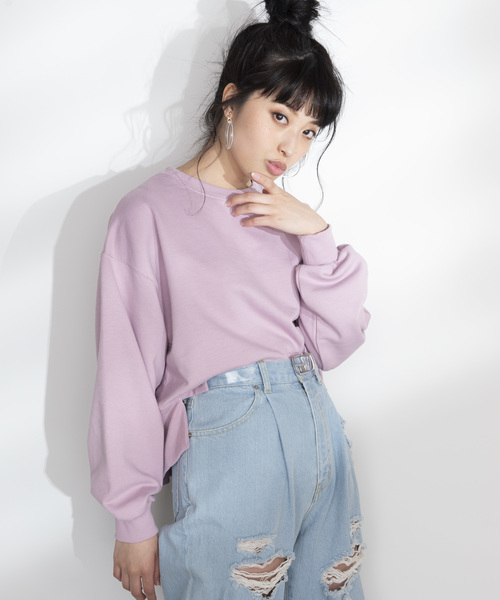 WEGO（ウィゴー）の「WEGO/カットリブショートスウェット（スウェット・レディース・ベージュ/オフホワイト/ピンク/ライトパープル・FREE）」の10枚目の写真