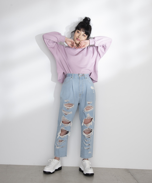 WEGO（ウィゴー）の「WEGO/カットリブショートスウェット（スウェット・レディース・ベージュ/オフホワイト/ピンク/ライトパープル・FREE）」の11枚目の写真