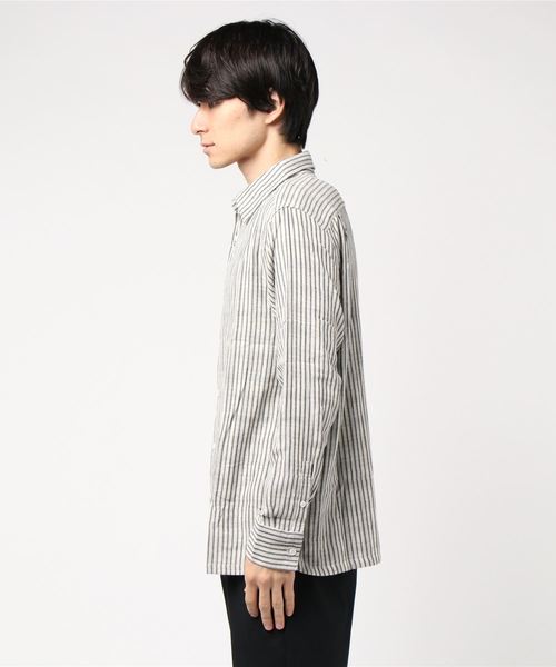 SweetMommy(スウィートマミー)の「開襟長袖シャツ(シャツ/ブラウス・メンズ・アイボリー/ダークグレー/ホワイト×ブラック・LL/M/L)」の9枚目の写真