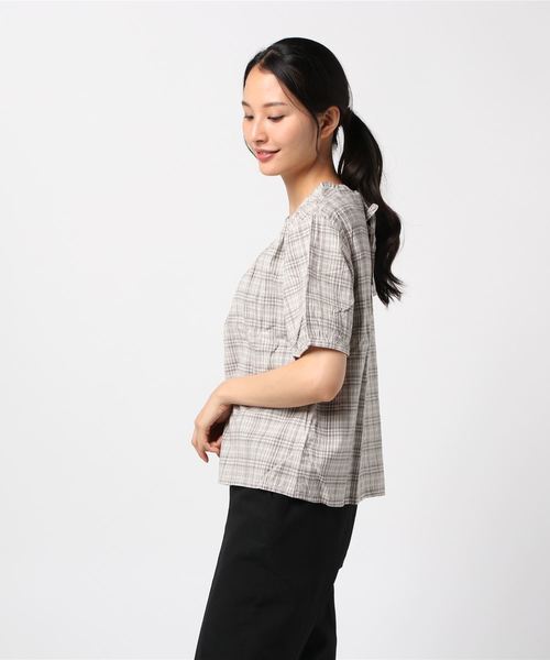 ehka sopo（エヘカソポ）の「チェックアソートフリルブラウス（シャツ/ブラウス・レディース・ベージュ/グレー/ミント/キナリ・ﾌﾘ-）」の5枚目の写真