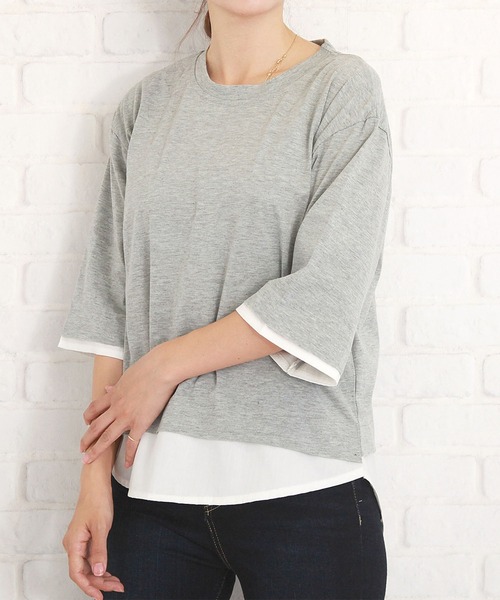 セール Uネック重ね着風ゆったりtシャツ Tシャツ カットソー Amulet アミュレット のファッション通販 Zozotown