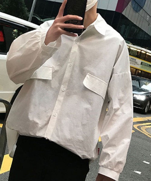 MGV(エムジーヴィー)の「ビッグシルエットドロップショルダーオーバーサイズシャツ(シャツ/ブラウス・メンズ・ホワイト/ブラック/ベージュ/カーキ/ブルー・MEDIUM/LARGE/X-LARGE)」の12枚目の写真